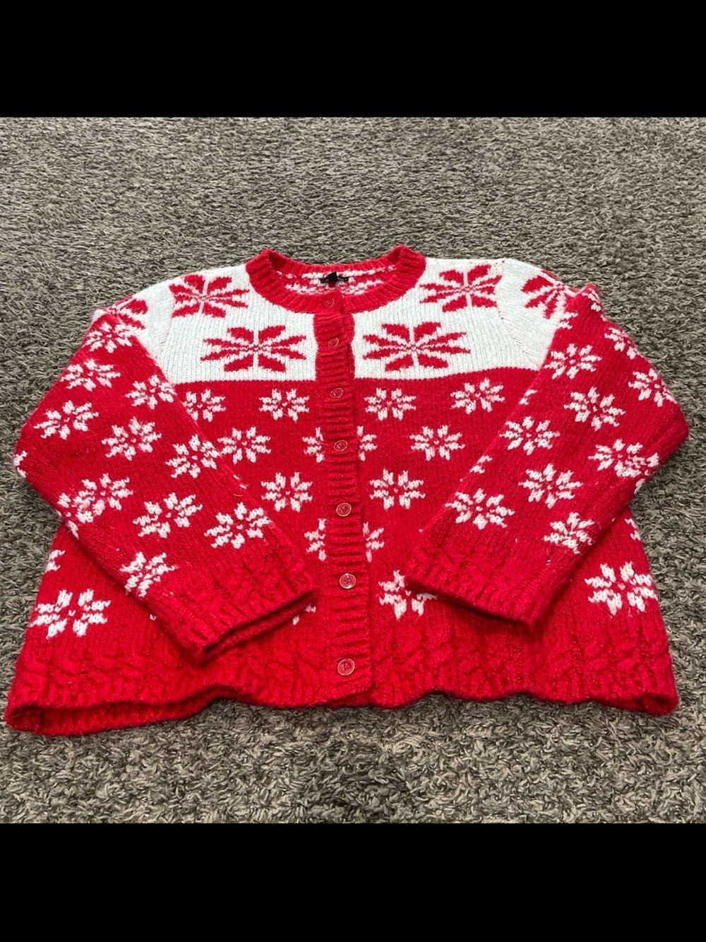 talbots fair isle snowflake button down cardigan sweater large
